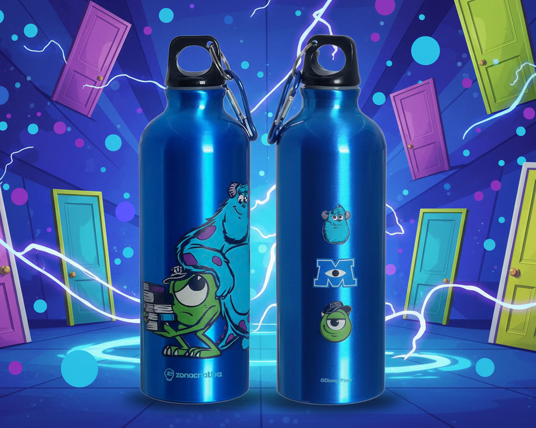 GARRAFA DE ALUMINIO 500ML C/MOSQUETAO MONSTROS-S.A