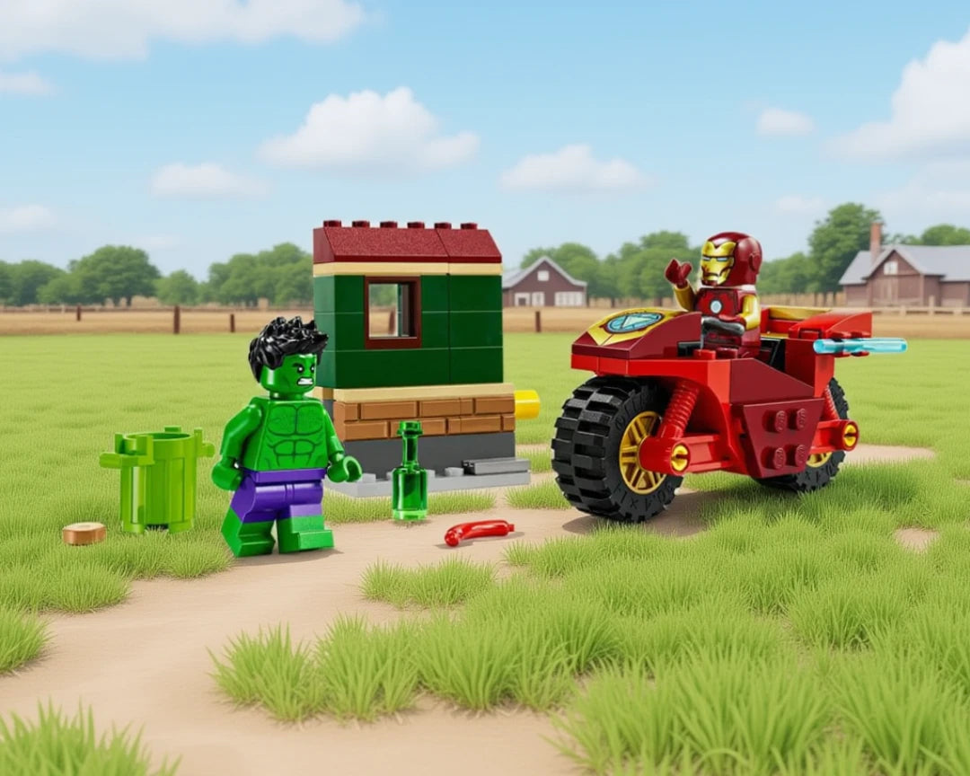 LEGO - HOMEM DE FERRO COM MOTOCICLETA E O HULK