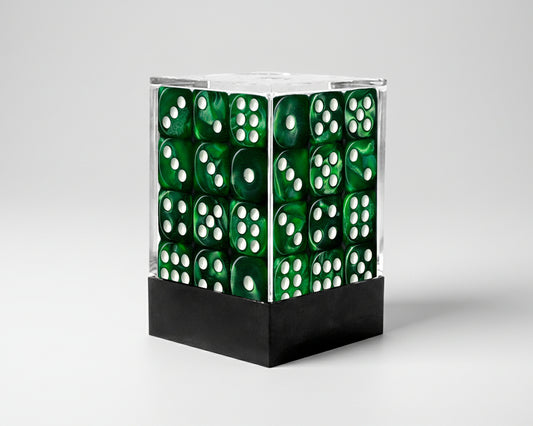 Central Dice - 36 d6 de 12mm: Marmore Jade e Branco
