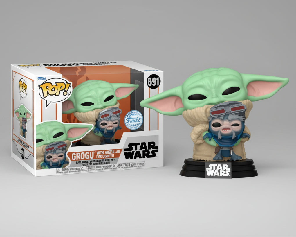 Boneco Funko Pop! Star Wars Mandalorian - Grogu Com Droidsmith